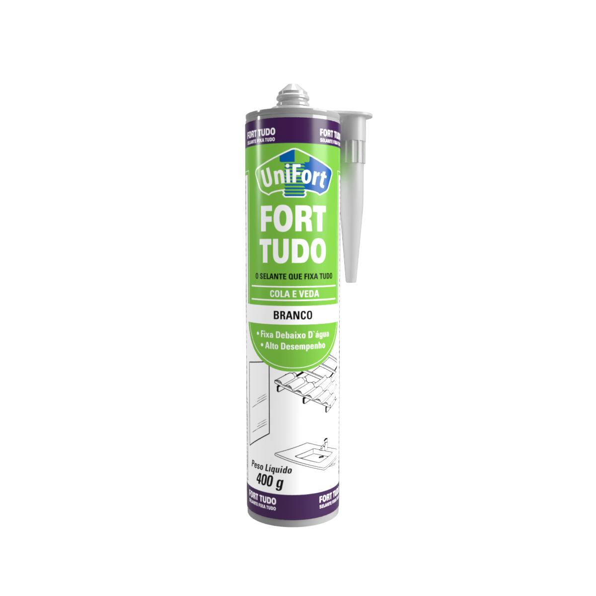 ADESIVO PU 44 FORT TUDO BRANCO 400G UNIFORT