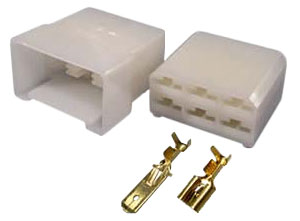 CONECTOR 6VIAS KIT MACHO/FEMEA C/TERMINAIS SERIE 6,3MM