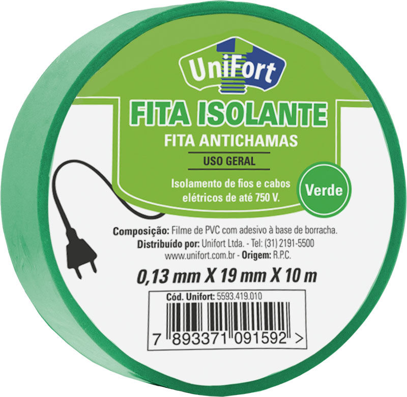 FITA ISOLANTE 19MMX10M VERDE