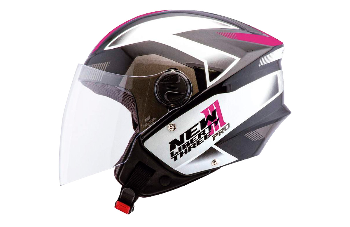 CAPACETE NEW LIBERTY THREE PRO TAM 60 PRETO/ROSA