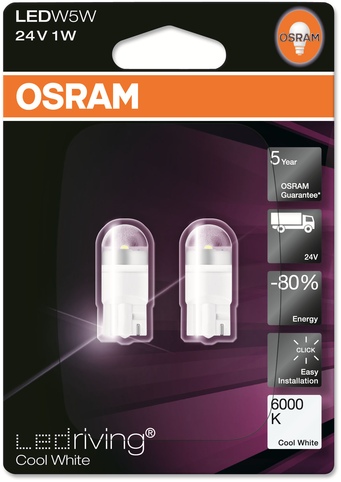 LAMPADA BASE VIDRO LED 24V 1W 2721 6000K BL2 OSRAM