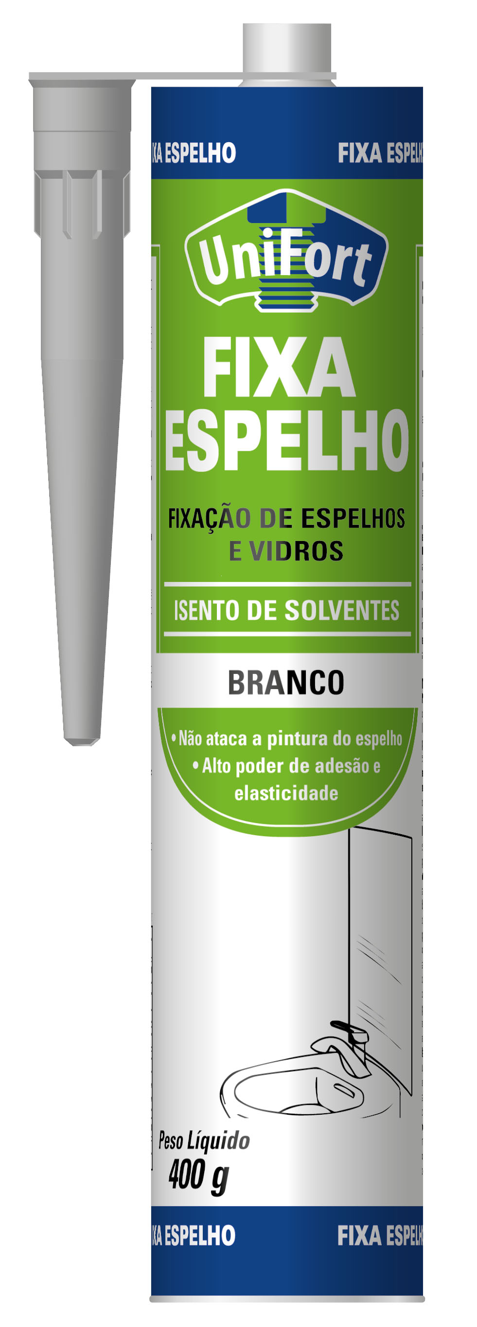 FIXA ESPELHO BRANCO 400G UNIFORT