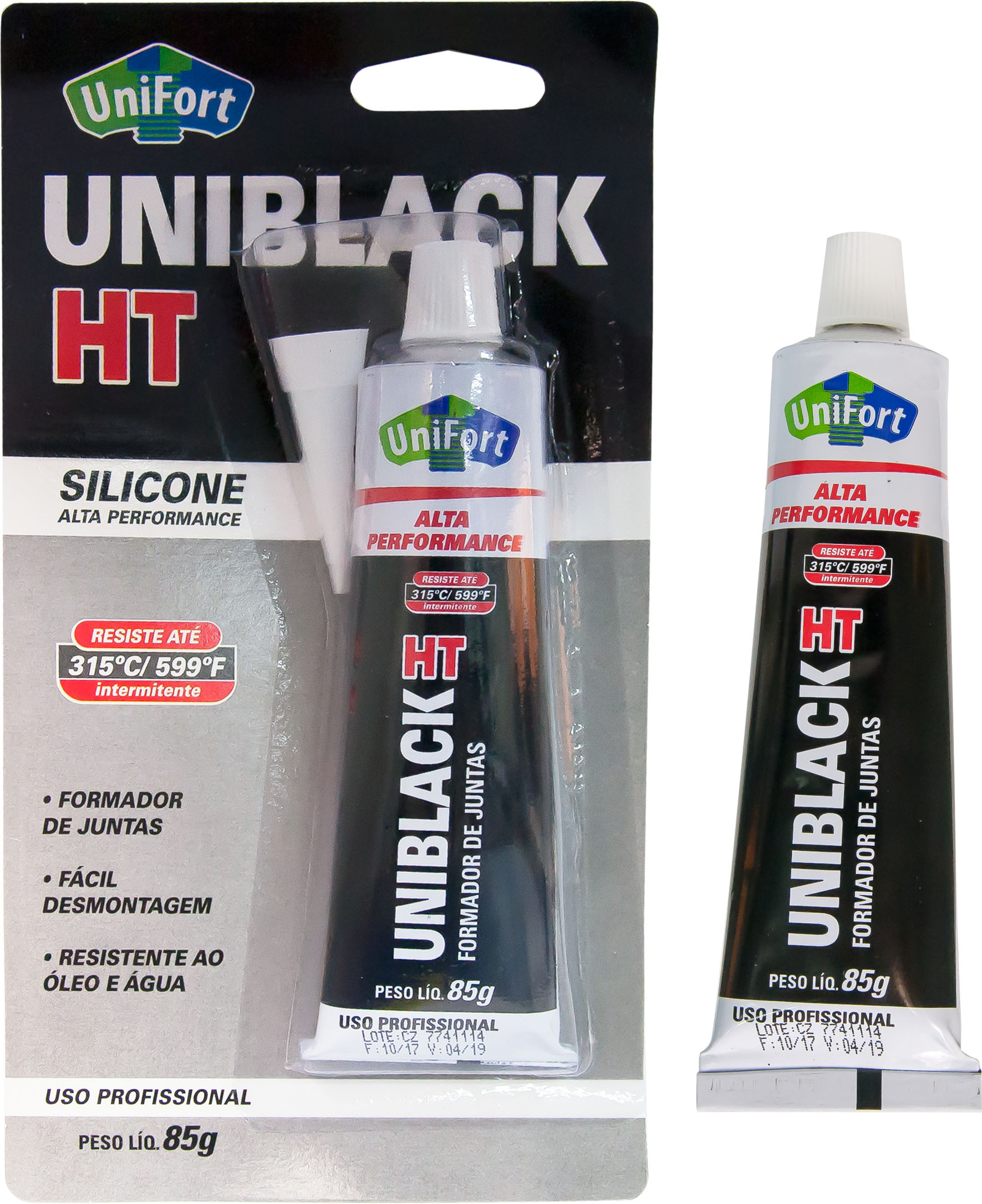 SILICONE NEUTRO BLACK HT 85G UNIFORT