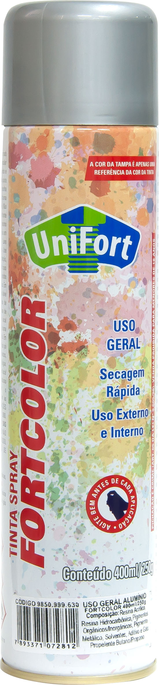 TINTA SPRAY ALUMINIO USO GERAL 400ML/250G FORTCOLOR