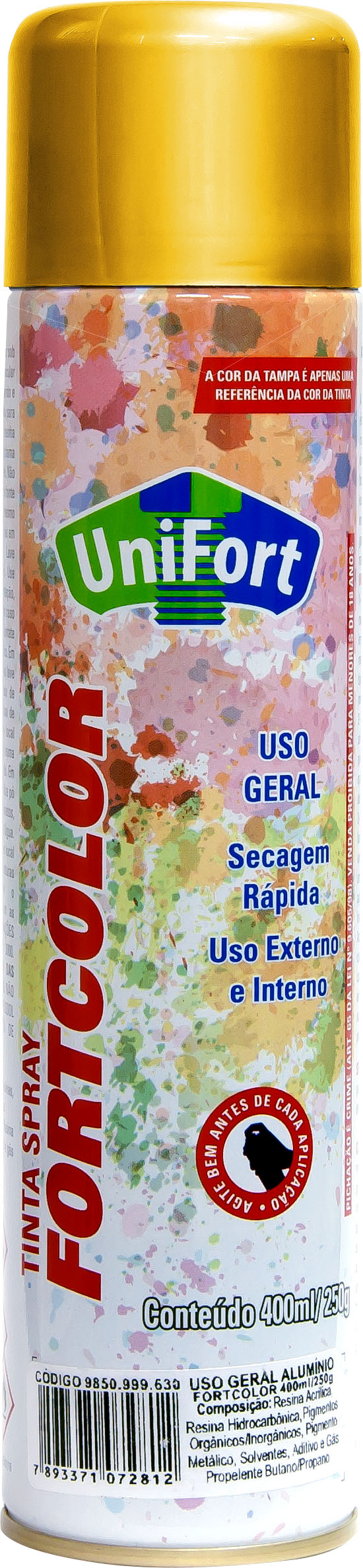 TINTA SPRAY DOURADA USO GERAL 400ML/250G FORTCOLOR