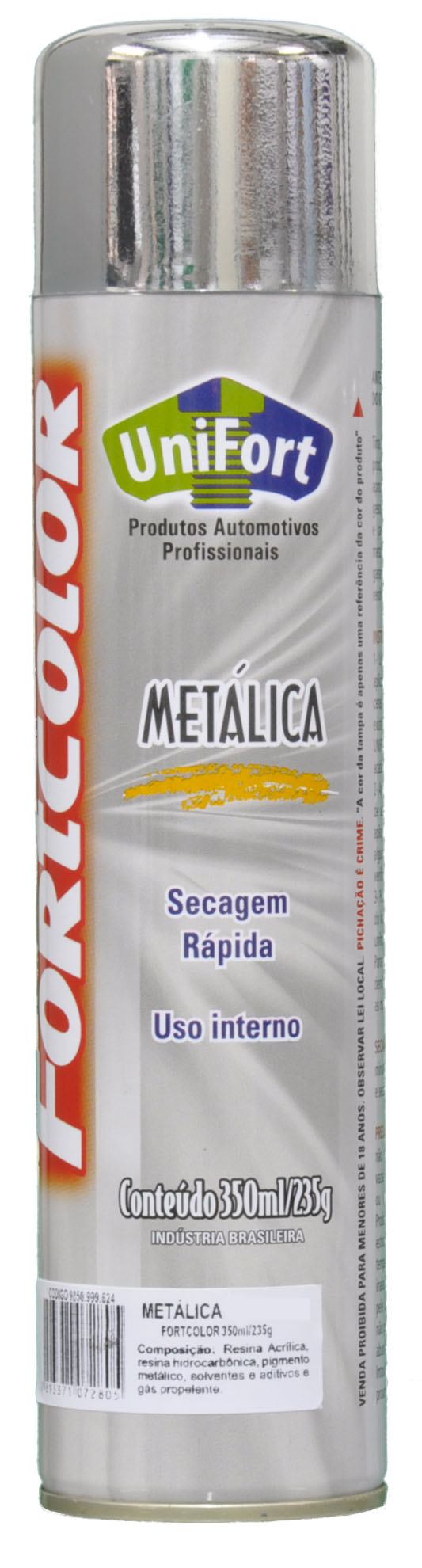 TINTA SPRAY PRATA METALICA 400ML/235G FORTCOLOR