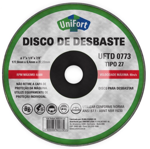 DISCO DESBASTE ACO/METAL 178X6,4X22,22MM
