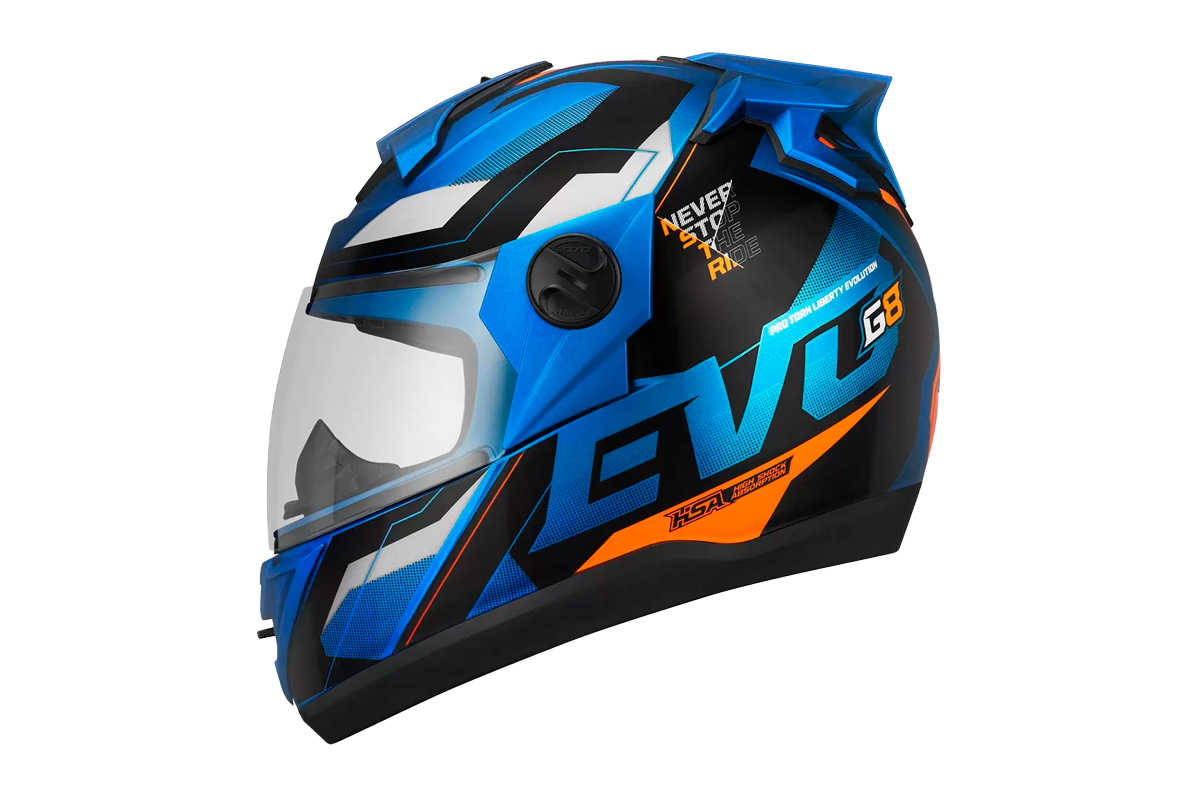 CAPACETE EVOLUTION G8 EVO BRILHANTE TAM 60 AZUL/LARANJA