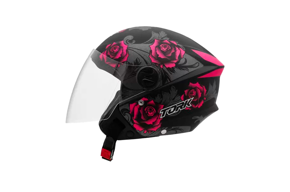 CAPACETE NEW LIBERTY THREE FLOWERS FOSCO TAM 56 PINK/PRETO