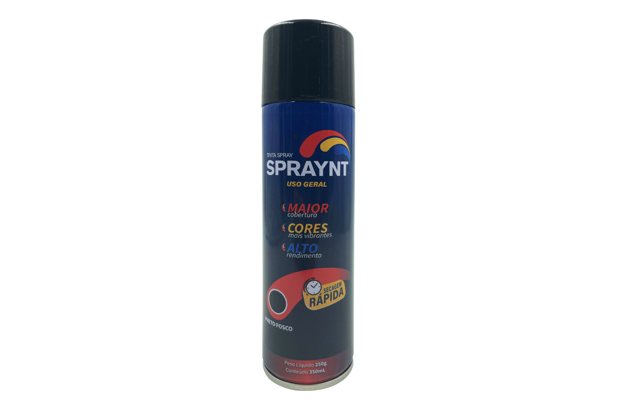 TINTA SPRAY PRETO FOSCO USO GERAL 350ML/240G SPRAYNT