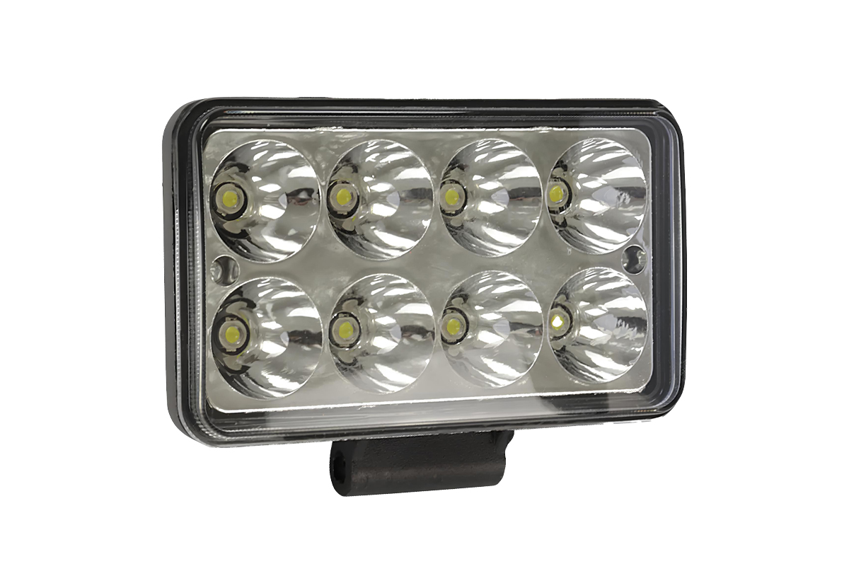 FAROL TRABALHO RETANGULAR C/8 LED 24W P/MAQ. AGRICOLAS/TRA.