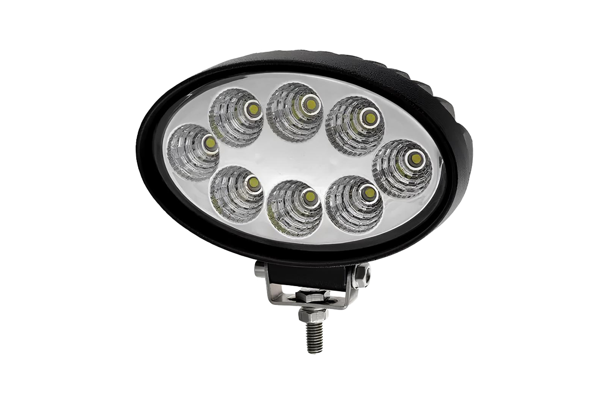 FAROL TRABALHO OVAL C/8 LED 24W P/MAQ. AGRICOLAS/TRATORES