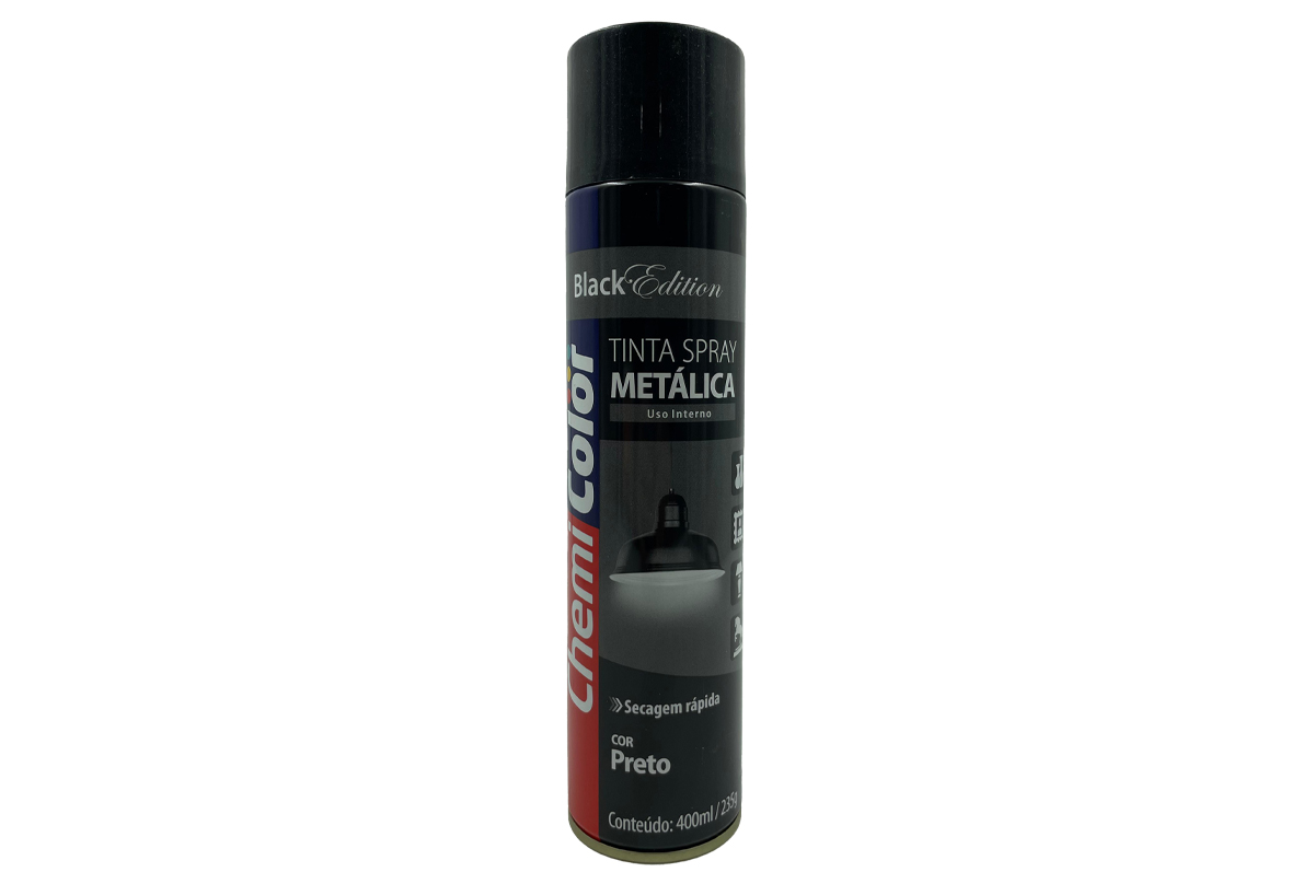 TINTA SPRAY PRETO METALICA 400ML/235G CHEMICOLOR