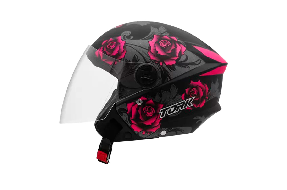 CAPACETE NEW LIBERTY THREE FLOWERS FOSCO TAM 58 PINK/PRETO