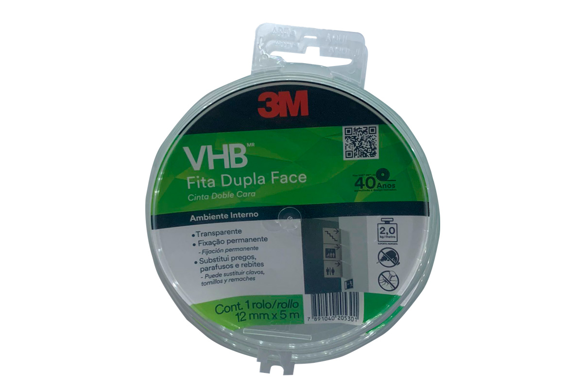 FITA DUPLA FACE 12MMX1,0MMX5M VHB TRANSPARENTE