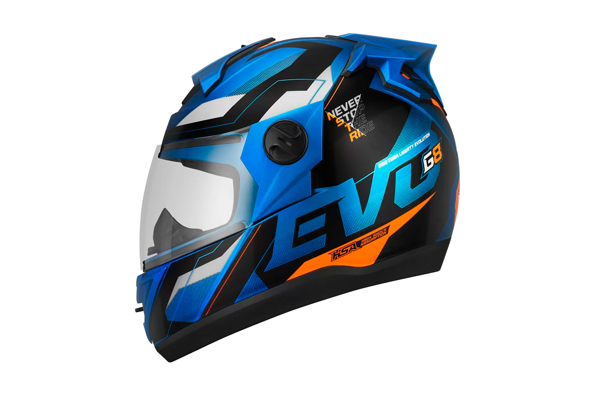 CAPACETE EVOLUTION G8 EVO BRILHANTE TAM 58 AZUL/LARANJA