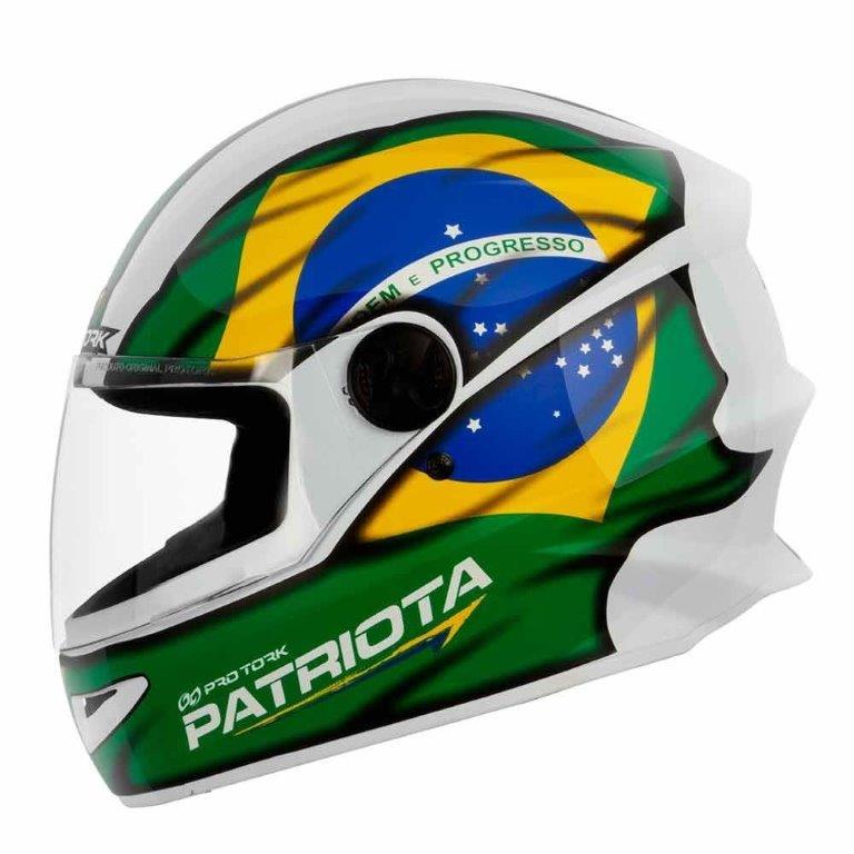 CAPACETE R8 PATRIOTA TAM 56 BRANCO/VERDE