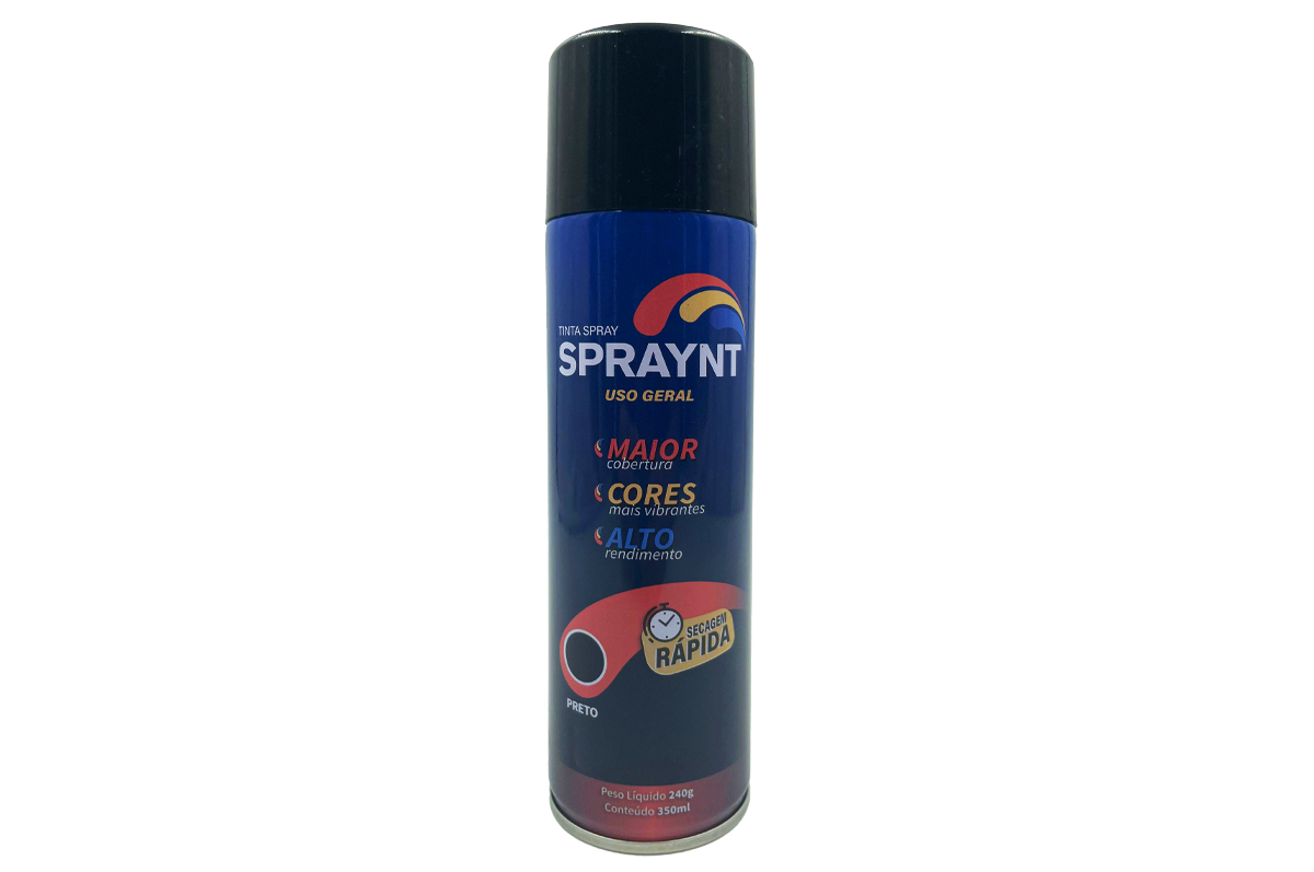 TINTA SPRAY PRETO BRILHANTE USO GERAL 350ML/240G SPRAYNT