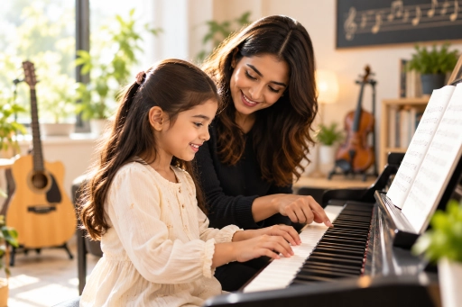 Children learning music together