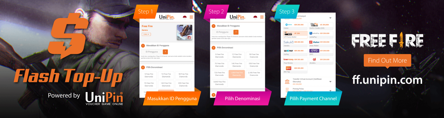 DAPATKAN DIAMOND FREE FIRE DENGAN 3 LANGKAH MUDAH INI! 1553588152-MA-190226-1_UniPin_FlashTopUp_Game_FF-01