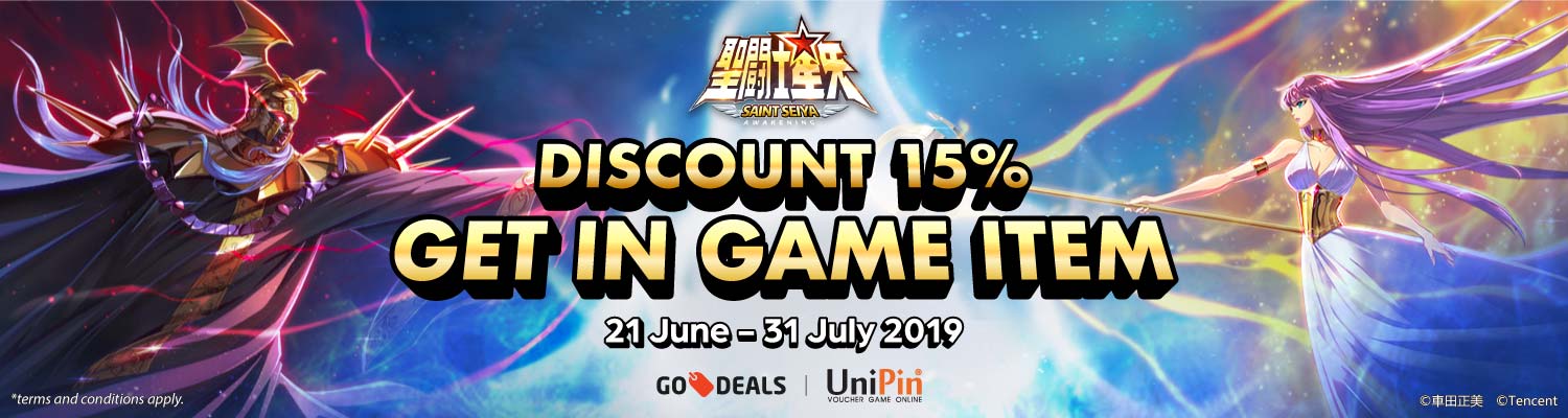 GO-DEALS DISCOUNT 15% UPGC + ITEM IN GAME SAINT SEIYA 1562125639-MA-190612-2_UniPin_GoDeal_1500x400