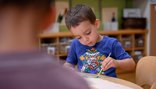 closeup of boy painting