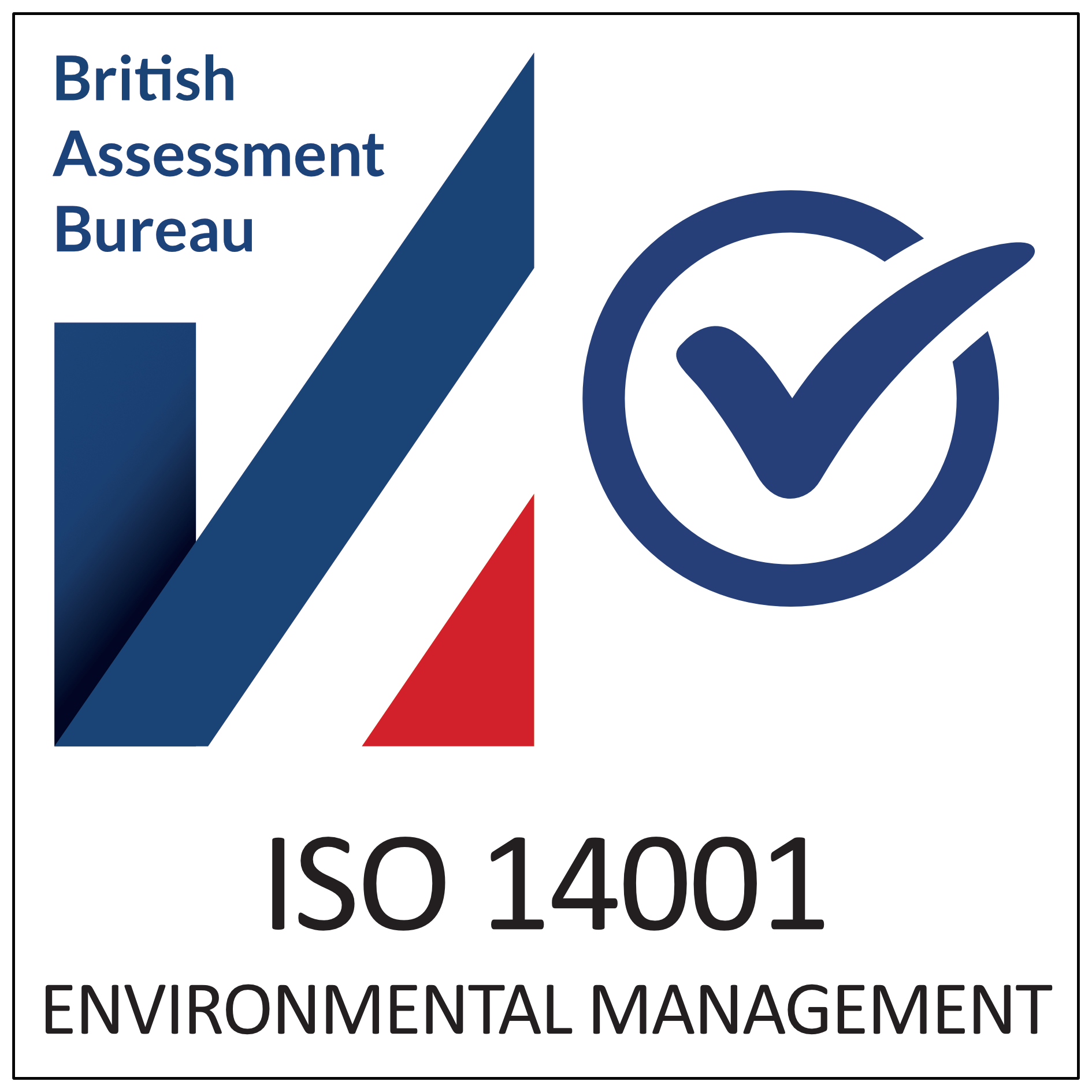 British Assessment Bureau ISO 14001 QUALITY MANAGEMENT certification badge British Assessment Bureau ISO 14001 QUALITY MANAGEMENT certification badge