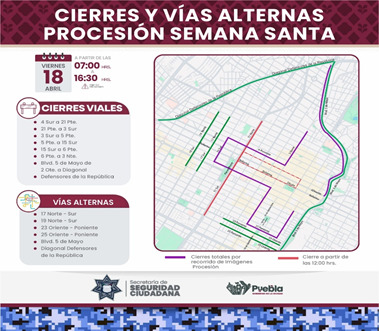 Recorridos y cierres programados por las imágenes de la procesión