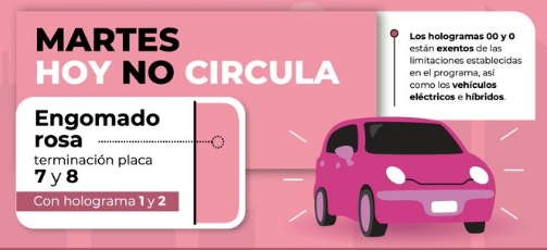 Hoy No Circula martes 19 de agosto