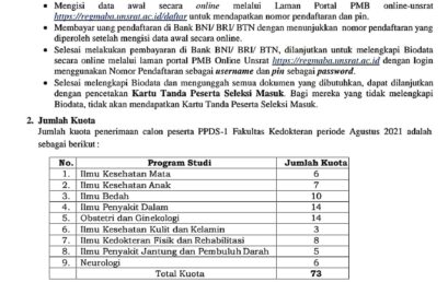 Pengumuman Penerimaan PPDS Agustus 2021