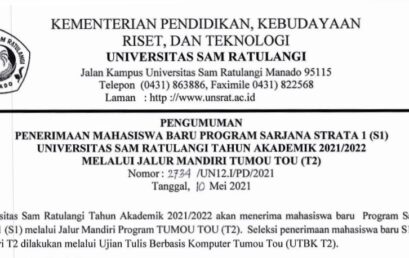 PENGUMUMAN PENERIMAAN MAHASISWA BARU PROGRAM SARJANA STRATA 1 (T2)