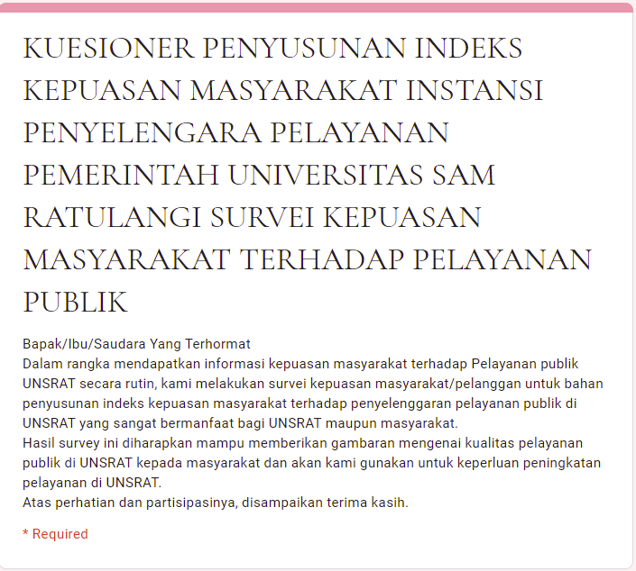 Survey IKM UNSRAT Tahun 2020