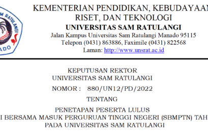 Peserta Lulus Seleksi Jalur Seleksi Bersama Masuk Perguruan Tinggi Negeri (SBMPTN) Tahun 2022