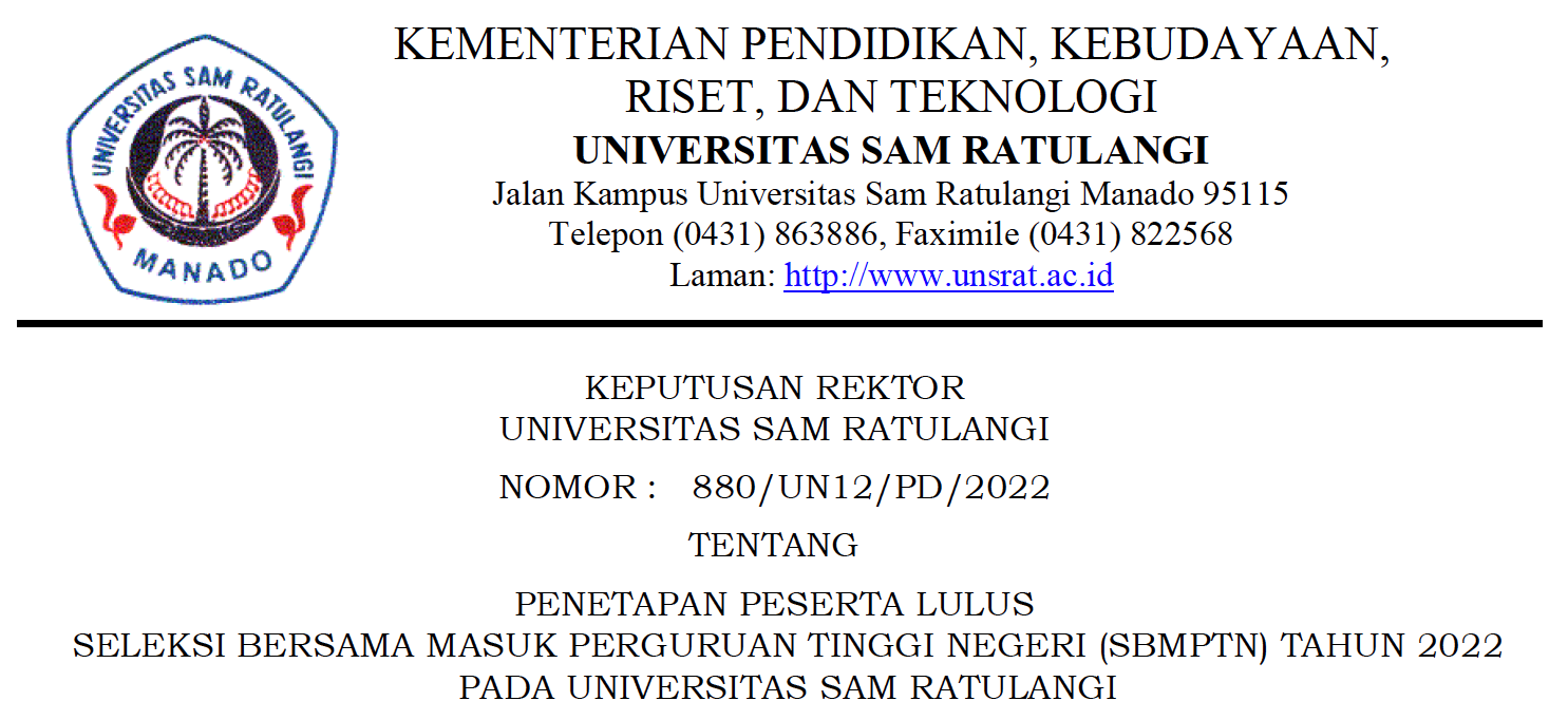 Peserta Lulus Seleksi Jalur Seleksi Bersama Masuk Perguruan Tinggi Negeri (SBMPTN) Tahun 2022