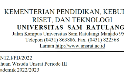 Pemberitahuan Wisuda UNSRAT Periode III Tahun Akademik 2022/2023