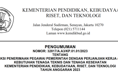 Seleksi Penerimaan Pegawai Pemerintah dengan Perjanjian Kerja (PPPK) Kebutuhan Tenaga Teknis dan Tenaga Kesehatan Kementerian Pendidikan, Kebudayaan, Riset dan Teknologi Tahun Anggaran 2023