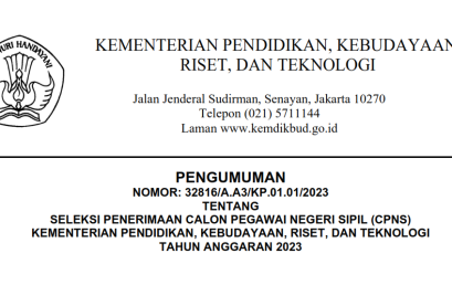 Seleksi Penerimaan Calon Pegawai Negeri Sipil (CPNS) Kementerian Pendidikan, Kebudayaan, Riset dan Teknologi Tahun Anggaran 2023