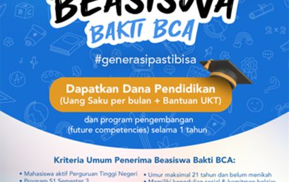 Beasiswa Bakti BCA masih dibuka