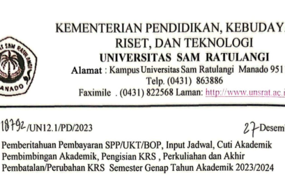 Pemberitahuan Pembayaran SPP/UKT/BOP, Input Jadwal, Cuti Akademik, Pembimbingan Akademik, Pengisian KRS, Perkuliahan dan Akhir Pembatalan/Perubahan KRS Semester Genap Tahun Akademik 2023/2024