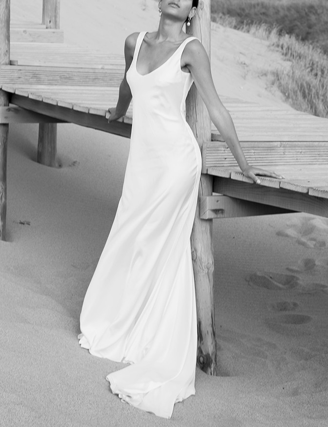 Sarah by Zoe Rowyn, column wedding dress