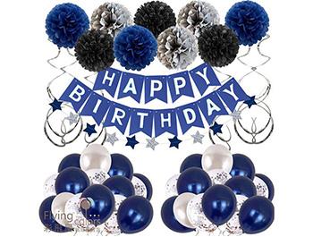 (770)LS0323 夜藍色 星星串 螺旋吊飾 紙花球 生日派對氣球裝飾套裝-1.jpg