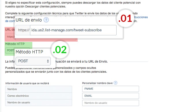 url para configuración MailChimp