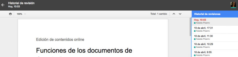 Funciones y herramientas de los documentos de Google Docs