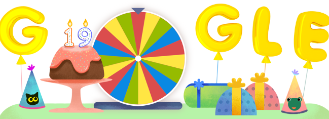 Doodle con el cual Google conmemoró sus 19 años de vida.