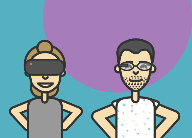 Ilustración sobre realidad virtual y realidad mixta