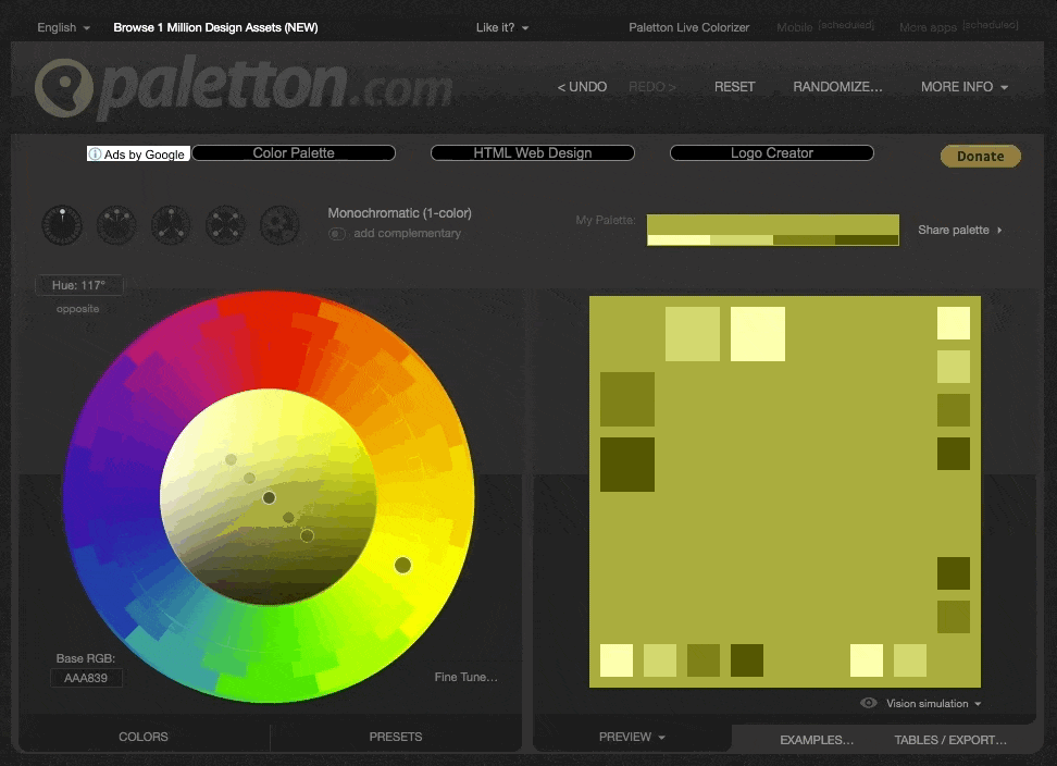 Ejemplo del uso de paletton para Blog IDA.