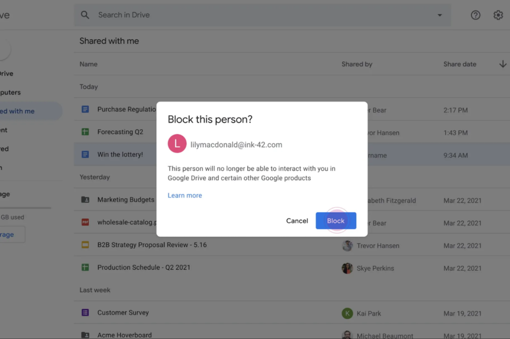 Bloqueo de Google Drive.