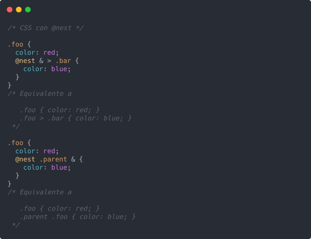 CSS con @nest