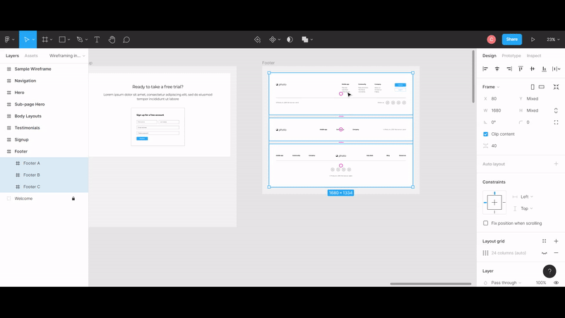 Mover y organizar elementos en Figma.