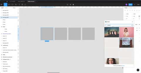 Plugins de Figma asociados a los bancos de imágenes.